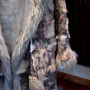 Reversible Fur and Leather Coat with Hood